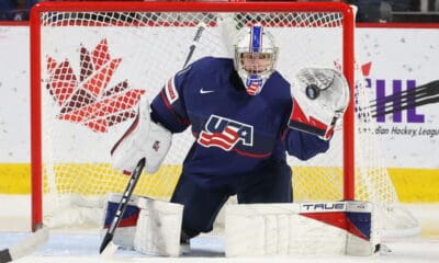 Trey Augustine was taken by the Red Wings with their first pick in the second round. (Photo by Chris Tanouye, IIHF)